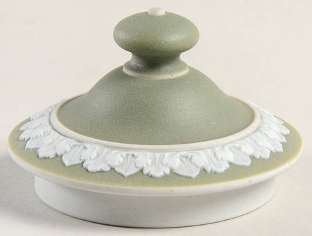 Cream Color on Celadon Jasperware Lid for Mini Sugar Bowl