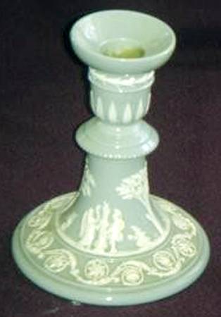Cream Color on Celadon Jasperware 5" Candlestick