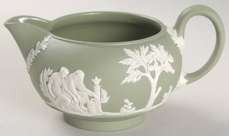 Cream Color on Celadon Jasperware Creamer