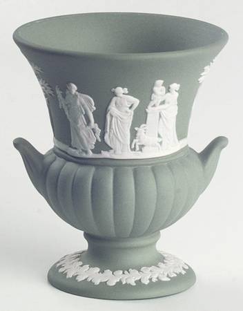 Cream Color on Celadon Jasperware 3" Mini Bud Vase