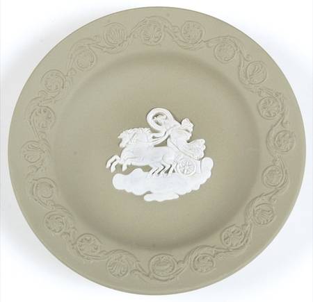 Cream Color on Celadon Jasperware Patrician Tray