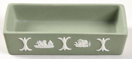 Cream Color on Celadon Jasperware 3" Rectangular Box-No Lid
