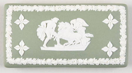 Cream Color on Celadon Jasperware Lid for 3" Rectangular Box