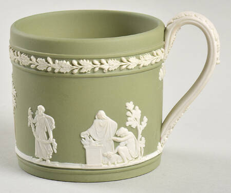 Cream Color on Celadon Jasperware Brewster Flat Cup