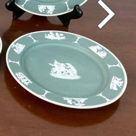 Cream Color on Celadon Jasperware 6" Round Tray
