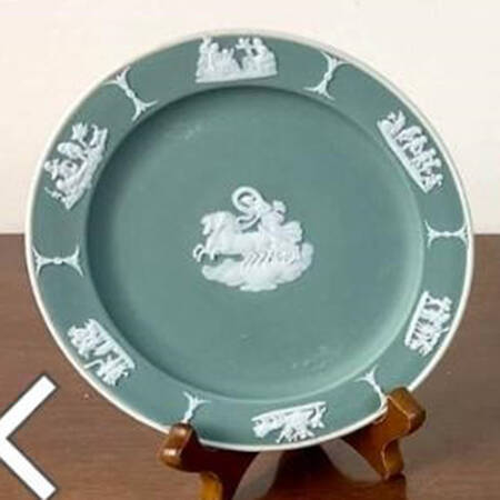 Cream Color on Celadon Jasperware 6" Round Tray