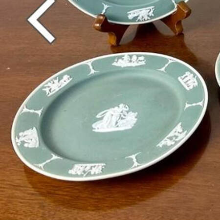 Cream Color on Celadon Jasperware 6" Round Tray