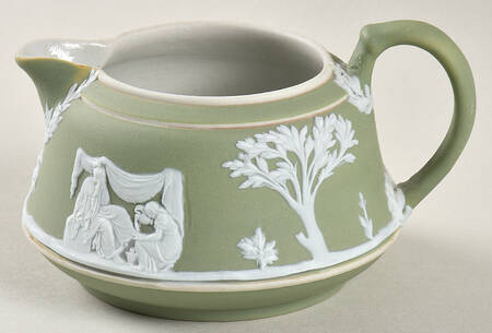 Cream Color on Celadon Jasperware Mini Creamer
