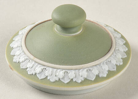 Cream Color on Celadon Jasperware Lid for Sugar Bowl