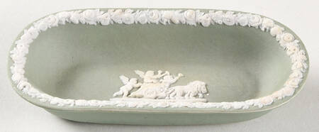 Cream Color on Celadon Jasperware Pin Tray