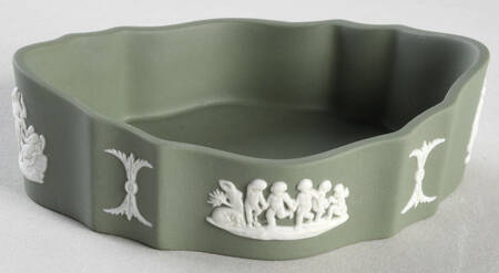 Cream Color on Celadon Jasperware Silver/Candy Box No Lid