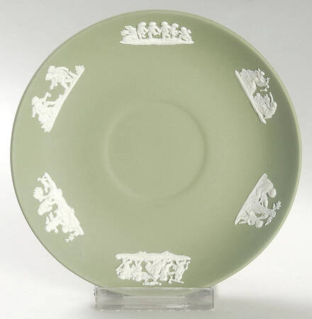 Cream Color on Celadon Jasperware Saucer for Flat Cup