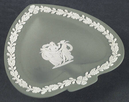 Cream Color on Celadon Jasperware Small Spade Shape Ashtray