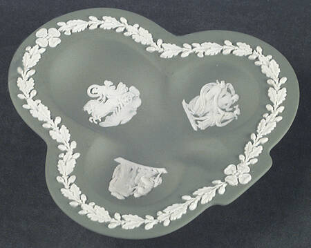 Cream Color on Celadon Jasperware Small Club Shape Ashtray
