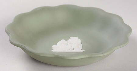 Cream Color on Celadon Jasperware Round Scalloped Compotier