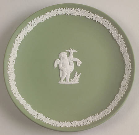 Cream Color on Celadon Jasperware Collector Plate
