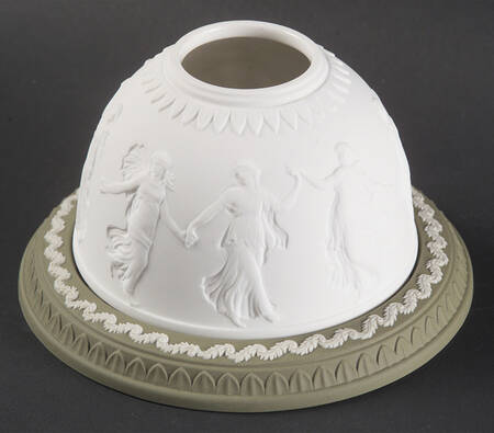Cream Color on Celadon Jasperware Lithophane Candle Votive