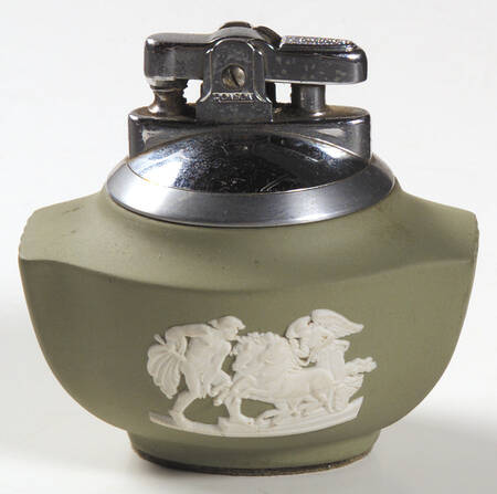 Cream Color on Celadon Jasperware Cigarette Lighter