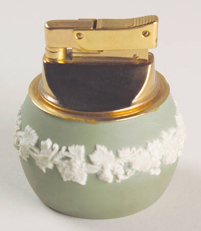 Cream Color on Celadon Jasperware Cigarette Lighter