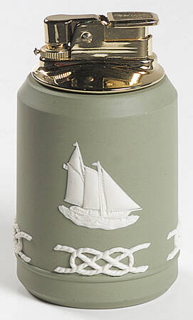 Cream Color on Celadon Jasperware Executive Cigarette Lighter
