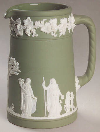 Cream Color on Celadon Jasperware Medium Trojan Jug