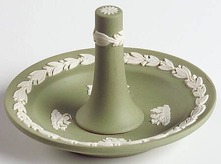 Cream Color on Celadon Jasperware Ring Holder