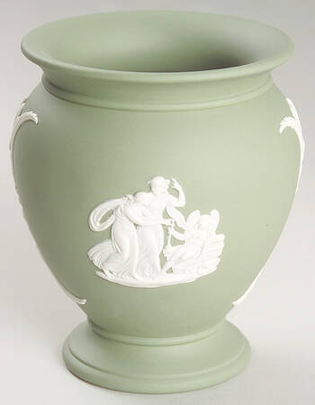 Cream Color on Celadon Jasperware Cameo Posey Pot