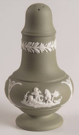 Cream Color on Celadon Jasperware Pepper Shaker