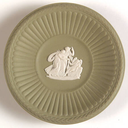 Cream Color on Celadon Jasperware Butter Pat