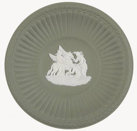 Cream Color on Celadon Jasperware Butter Pat