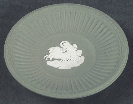 Cream Color on Celadon Jasperware Butter Pat