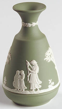 Cream Color on Celadon Jasperware Vase-Bud-Cameo
