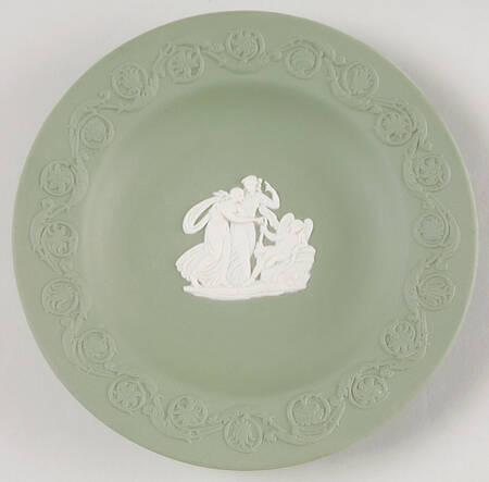 Cream Color on Celadon Jasperware Patrician Tray