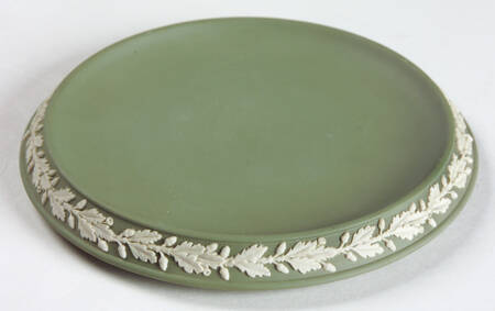 Cream Color on Celadon Jasperware Tea Pot Trivet