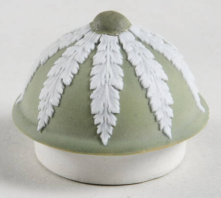 Cream Color on Celadon Jasperware Lid for Tea Caddy