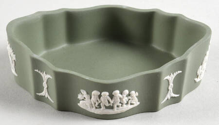 Cream Color on Celadon Jasperware Silver/Candy Box-No Lid