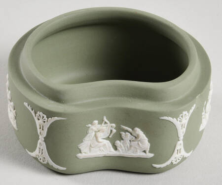 Cream Color on Celadon Jasperware Bean Box No Lid
