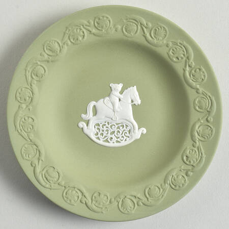 Cream Color on Celadon Jasperware Patrician Tray