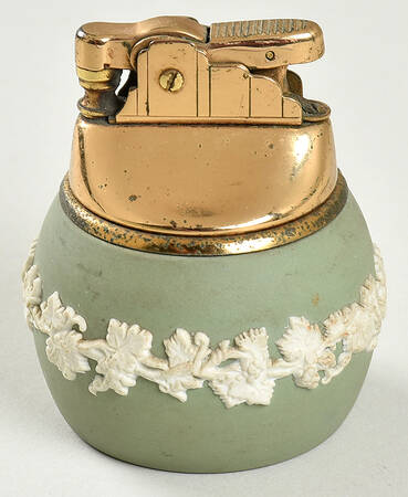 Cream Color on Celadon Jasperware Cigarette Lighter