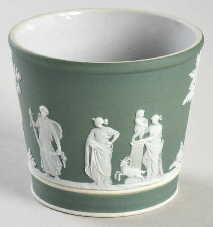 Cream Color on Celadon Jasperware 2" Brewster Jardiniere