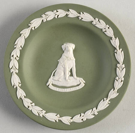 Cream Color on Celadon Jasperware 4" Round Tray