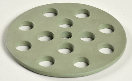 Cream Color on Celadon Jasperware Grid/Frog for 6" Vase