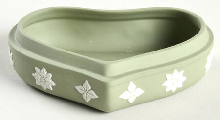 Cream Color on Celadon Jasperware Heart Shape Box No Lid