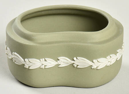 Cream Color on Celadon Jasperware Bean Box No Lid