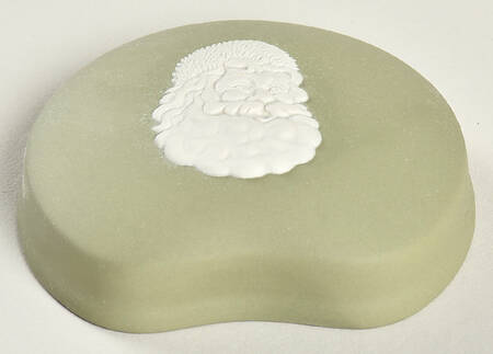 Cream Color on Celadon Jasperware Lid for Bean Box