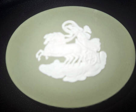 Cream Color on Celadon Jasperware Lid for Oval Apollo Box
