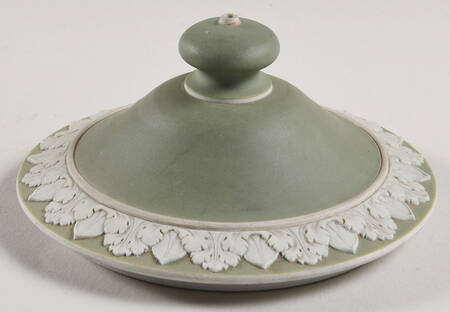 Cream Color on Celadon Jasperware Lid for Teapot
