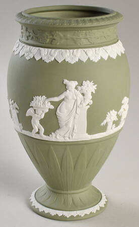 Cream Color on Celadon Jasperware Bountiful Vase