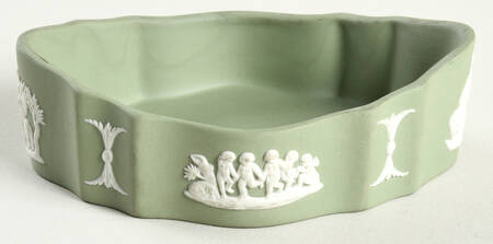 Cream Color on Celadon Jasperware Silver/Candy Box-No Lid