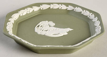 Cream Color on Celadon Jasperware Diamond Tray
